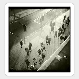 Pedestrians on a busy Princes Street, Edinburgh Sticker